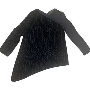 Michael Kaye‎ VTG Womens 6 Black Velvet Burnout Mesh Asymmetrical Whimsygoth Top